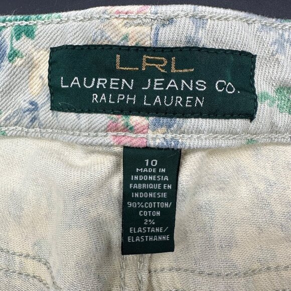 Lauren Ralph Lauren Floral Crop Denim Capri Pants Size 10 Blue Pink Summer - Picture 4 of 8